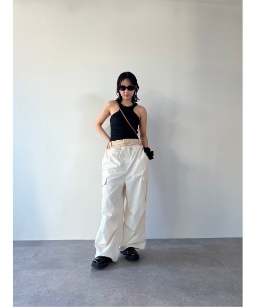 HANNE(アン)の「Wウエストカーゴパンツ(カーゴパンツ・レディース・ブラック/アイボリー・FREE)」の20枚目の写真