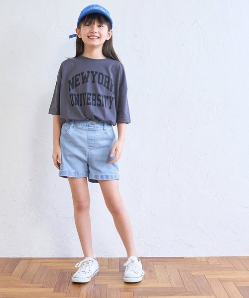 セール】キッズ ロールアップデニムショートパンツ（デニム