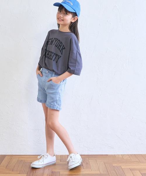 coca（coca）（コカ）の「キッズ ロールアップデニムショートパンツ（デニムパンツ・キッズ・ライトブルー/ブルー・120/110/140/130）」の6枚目の写真