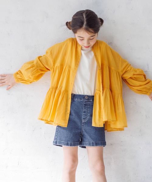 coca（coca）（コカ）の「キッズ ロールアップデニムショートパンツ（デニムパンツ・キッズ・ライトブルー/ブルー・120/110/140/130）」の7枚目の写真