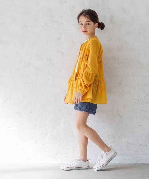 coca（coca）（コカ）の「キッズ ロールアップデニムショートパンツ（デニムパンツ・キッズ・ライトブルー/ブルー・120/110/140/130）」の8枚目の写真