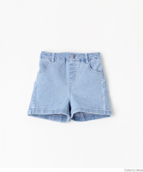 coca（coca）（コカ）の「キッズ ロールアップデニムショートパンツ（デニムパンツ・キッズ・ライトブルー/ブルー・120/110/140/130）」の11枚目の写真