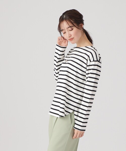 DRESKIP(ドレスキップ)の「◆コットンゆったり 長袖Tシャツ(Tシャツ/カットソー・レディース・ナチュラル/ブラック/オフホワイト/ベージュ系その他5/ホワイト系5/ブルー系2・02/03/04)」の12枚目の写真