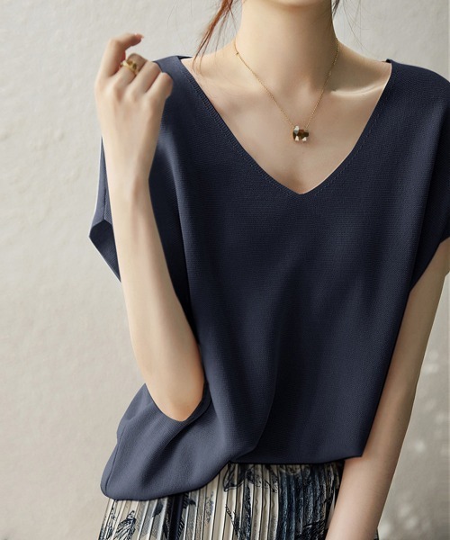REST&RECREATION ニットトップ　韓国 rest & recreation] RR CUT OUT LONG SLEEVE KNIT TOP - GREY