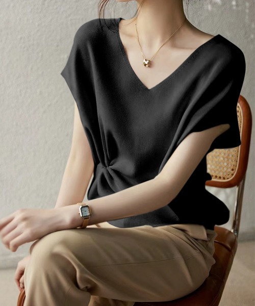 Miniministore(ミニミニストア)の「ニットトップス レディース 韓国春秋夏服(ニット/セーター・レディース・ブラック/ベージュ/ネイビー/オフホワイト/ミント/ブルーグレー/ラベンダー/ブルーグリーン/アイボリー/ライトブルー/イエロー×グリーン/ライトグレー/ピンク/ワインレッド/ダークベージュ/ロイヤルブルー/イエロー/ダークパープル/ライトイエロー・FREE)」の22枚目の写真