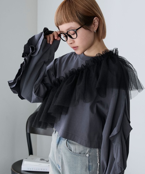 forksy.(フォルクシー)の「【forksy.】マルチウェイラメチュールギャザーフリル(付け襟・レディース・ブラック/アイボリー/グレー・FREE)」の18枚目の写真