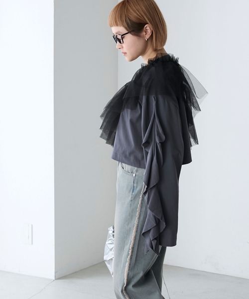 forksy.(フォルクシー)の「【forksy.】マルチウェイラメチュールギャザーフリル(付け襟・レディース・ブラック/アイボリー/グレー・FREE)」の21枚目の写真
