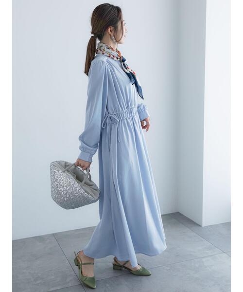 Te chichi（テチチ）の「ウエストドロストワンピース（ワンピース・レディース・ネイビー/グリーン/サックスブルー・F）」の4枚目の写真