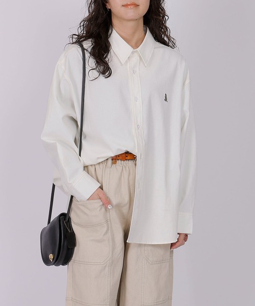 DOUBLE NAME(ダブルネーム)の「ミニ恐竜ワッペンオックスシャツ/ユニセックス(シャツ/ブラウス・レディース・ベージュ/オフホワイト/ブルー・FREE)」の10枚目の写真