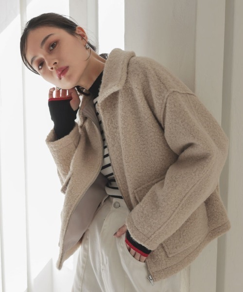 DONOBAN（ドノバン）の「【pufe】Wポケットジップブルゾン（ブルゾン・レディース・ブラウン/ライトベージュ・F）」の2枚目の写真