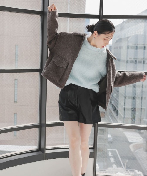 DONOBAN（ドノバン）の「【pufe】Wポケットジップブルゾン（ブルゾン・レディース・ブラウン/ライトベージュ・F）」の4枚目の写真