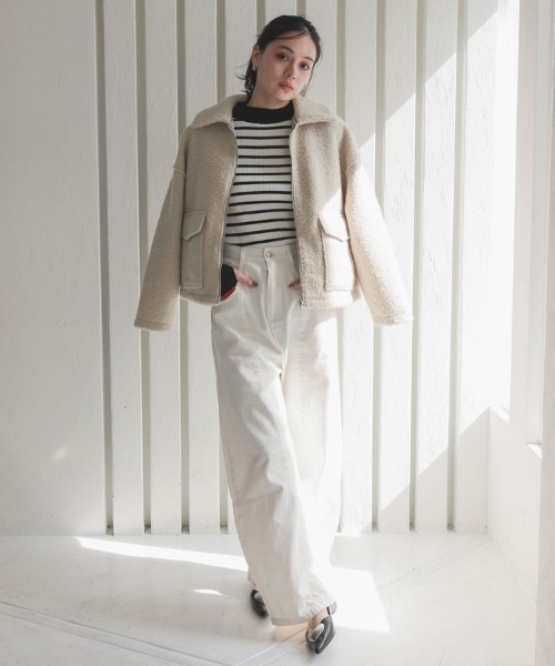 DONOBAN（ドノバン）の「【pufe】Wポケットジップブルゾン（ブルゾン・レディース・ブラウン/ライトベージュ・F）」の10枚目の写真