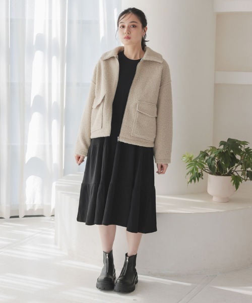 DONOBAN（ドノバン）の「【pufe】Wポケットジップブルゾン（ブルゾン・レディース・ブラウン/ライトベージュ・F）」の12枚目の写真