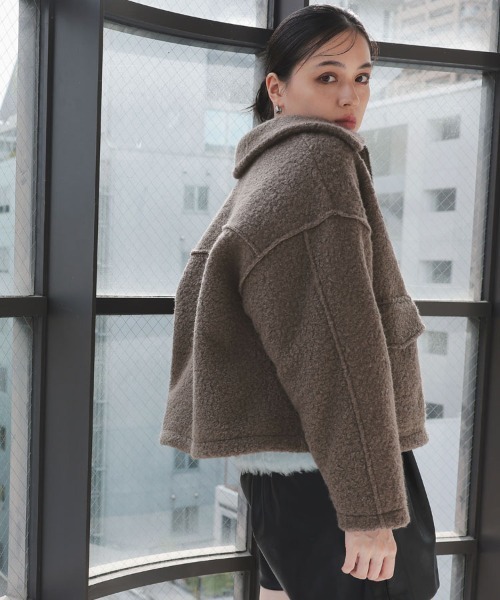 DONOBAN（ドノバン）の「【pufe】Wポケットジップブルゾン（ブルゾン・レディース・ブラウン/ライトベージュ・F）」の5枚目の写真