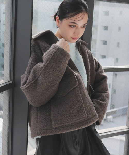 DONOBAN（ドノバン）の「【pufe】Wポケットジップブルゾン（ブルゾン・レディース・ブラウン/ライトベージュ・F）」の6枚目の写真