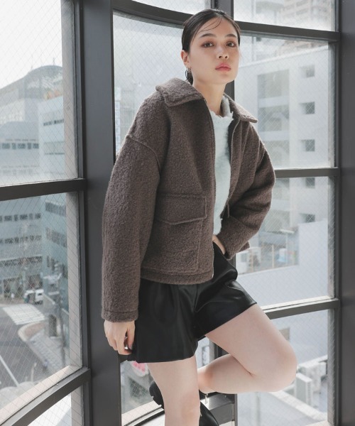 DONOBAN（ドノバン）の「【pufe】Wポケットジップブルゾン（ブルゾン・レディース・ブラウン/ライトベージュ・F）」の3枚目の写真