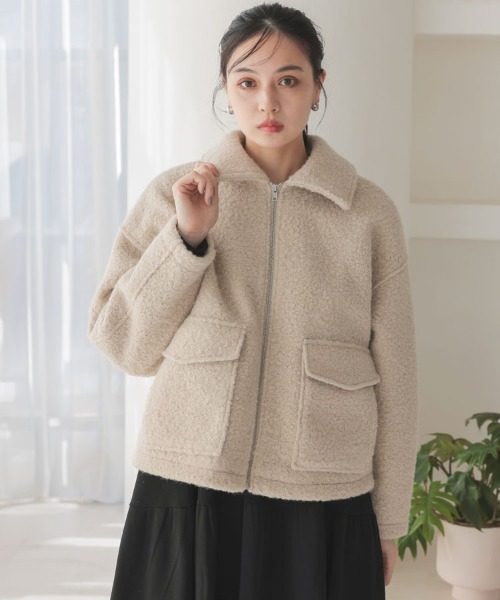 DONOBAN（ドノバン）の「【pufe】Wポケットジップブルゾン（ブルゾン・レディース・ブラウン/ライトベージュ・F）」の14枚目の写真