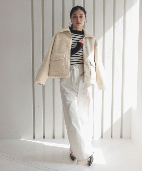 DONOBAN（ドノバン）の「【pufe】Wポケットジップブルゾン（ブルゾン・レディース・ブラウン/ライトベージュ・F）」の15枚目の写真