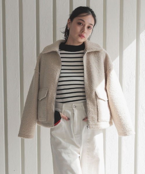 DONOBAN（ドノバン）の「【pufe】Wポケットジップブルゾン（ブルゾン・レディース・ブラウン/ライトベージュ・F）」の16枚目の写真