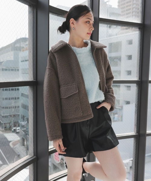 DONOBAN（ドノバン）の「【pufe】Wポケットジップブルゾン（ブルゾン・レディース・ブラウン/ライトベージュ・F）」の7枚目の写真