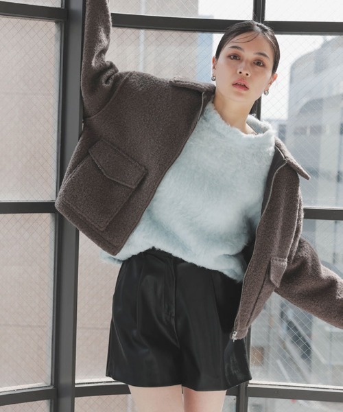 DONOBAN（ドノバン）の「【pufe】Wポケットジップブルゾン（ブルゾン・レディース・ブラウン/ライトベージュ・F）」の8枚目の写真