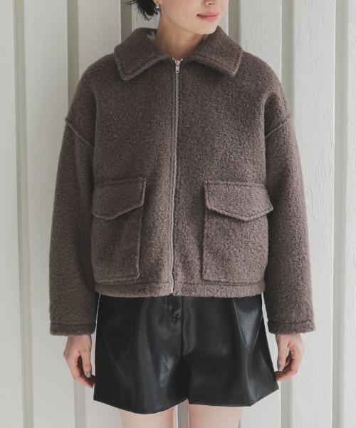 DONOBAN（ドノバン）の「【pufe】Wポケットジップブルゾン（ブルゾン・レディース・ブラウン/ライトベージュ・F）」の19枚目の写真