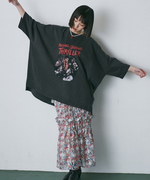 GOOD ROCK SPEED（グッドロックスピード）の「(GOOD ROCK SPEED)<ROSE BUD別注>マイケル・ジャクソンビッグT（Tシャツ/カットソー・レディース・ブラック・FREE）」の2枚目の写真