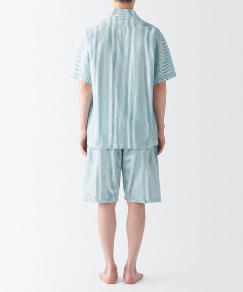 セール】紳士 脇に縫い目のない サッカー織 半袖パジャマ（ルーム