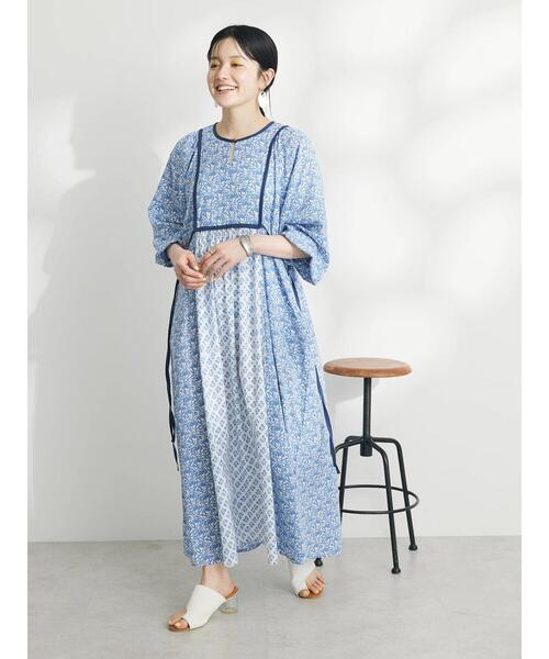 CRAFT STANDARD BOUTIQUE（クラフトスタンダードブティック）の「インド綿混エスニック切替ワンピース（ワンピース・レディース・チャコールグレー/ブルー・FREE）」の18枚目の写真
