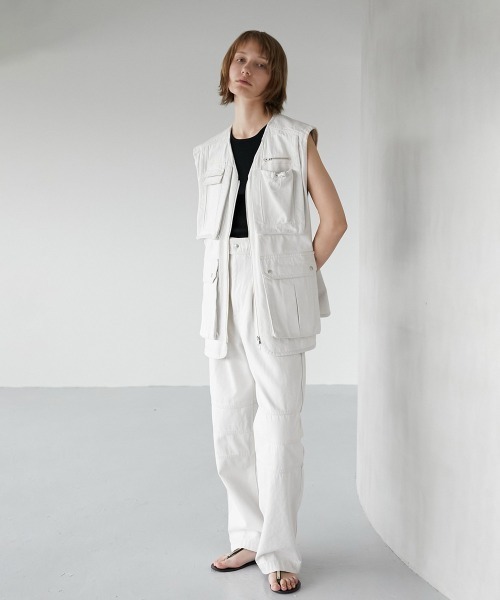 LA PEAU DE GEM（ラポドゥジェム）の「【LA PEAU DE GEM】テーパードワークパンツ（カーゴパンツ・レディース・ブラック/マルチ・1/2）」の21枚目の写真