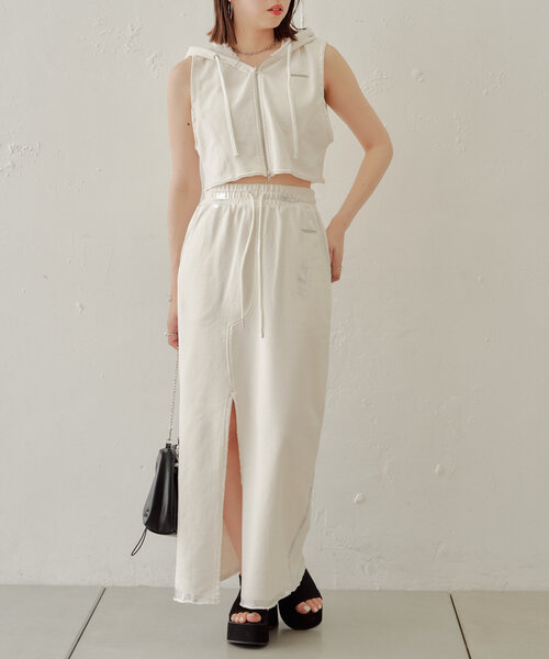 Chico（チコ）の「【セットアップ対応】フード付ノースリZIPパーカー（パーカー・レディース・ホワイト/ブラック/グレー・FREE）」の20枚目の写真