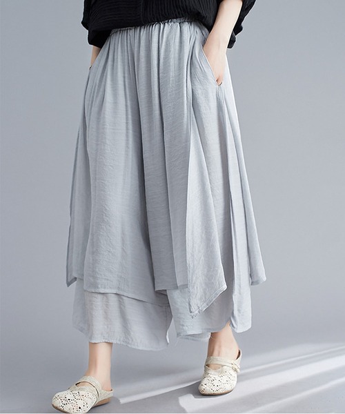 BLANC FICELLE(ブランフィセル)の「重ね着風 キュロット パンツ(その他パンツ・レディース・ブラック/グレー/レッド/ホワイト・FREE)」の3枚目の写真