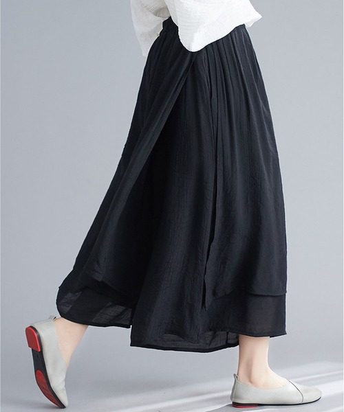 BLANC FICELLE(ブランフィセル)の「重ね着風 キュロット パンツ(その他パンツ・レディース・ブラック/グレー/レッド/ホワイト・FREE)」の1枚目の写真