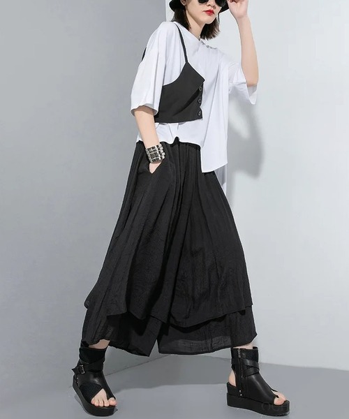 BLANC FICELLE(ブランフィセル)の「重ね着風 キュロット パンツ(その他パンツ・レディース・ブラック/グレー/レッド/ホワイト・FREE)」の7枚目の写真