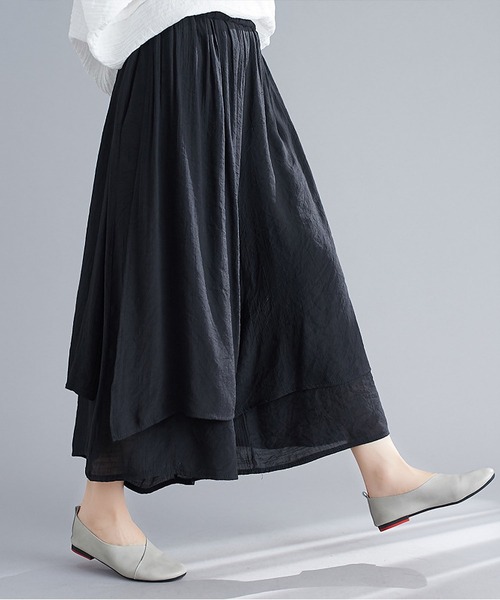 BLANC FICELLE(ブランフィセル)の「重ね着風 キュロット パンツ(その他パンツ・レディース・ブラック/グレー/レッド/ホワイト・FREE)」の10枚目の写真