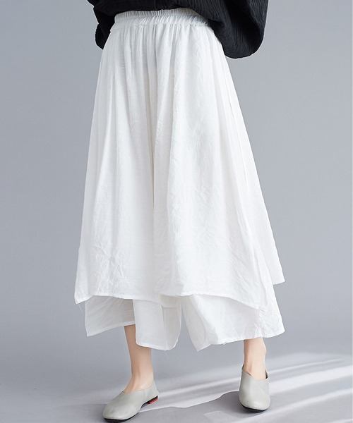 BLANC FICELLE(ブランフィセル)の「重ね着風 キュロット パンツ(その他パンツ・レディース・ブラック/グレー/レッド/ホワイト・FREE)」の13枚目の写真