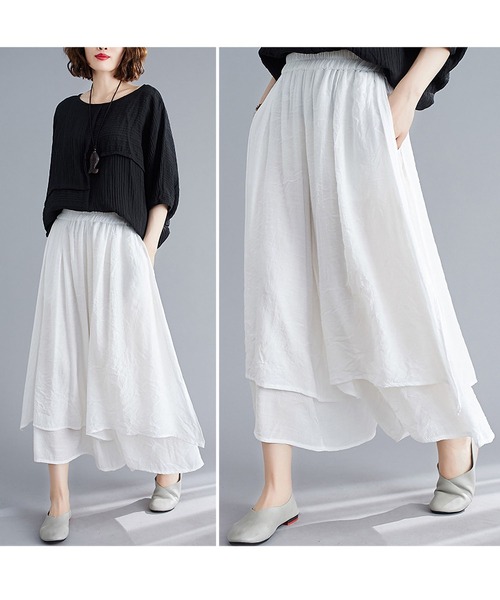 BLANC FICELLE(ブランフィセル)の「重ね着風 キュロット パンツ(その他パンツ・レディース・ブラック/グレー/レッド/ホワイト・FREE)」の16枚目の写真