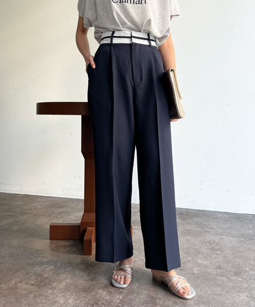 Chez toi（シェトワ）の「マーベルトスラックスパンツ（その他パンツ・レディース・ネイビー/ベージュ/ブルー・FREE）」の2枚目の写真