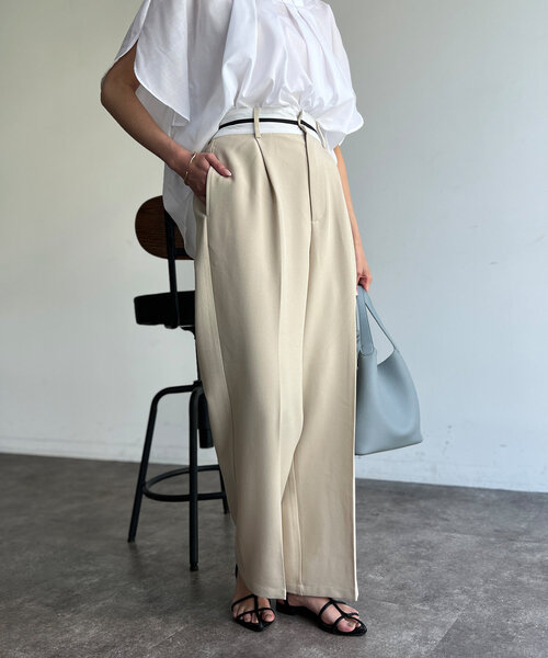 Chez toi（シェトワ）の「マーベルトスラックスパンツ（その他パンツ・レディース・ネイビー/ベージュ/ブルー・FREE）」の6枚目の写真