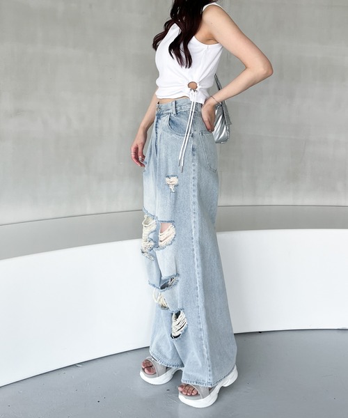 Heather（ヘザー）の「カップ付きサイドカットタンク　127402（タンクトップ・レディース・ホワイト/ライトブルー/ブラック・FREE）」の16枚目の写真