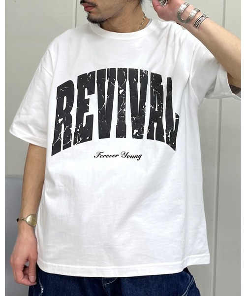 MODISH GAZE(モディシュガゼ)の「REVIVAL 発泡PT ビッグシルエットTシャツ(Tシャツ/カットソー・メンズ・ネイビー/ブラック/ホワイト・MEDIUM/LARGE)」の2枚目の写真