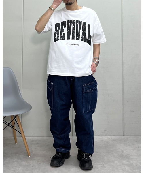 MODISH GAZE(モディシュガゼ)の「REVIVAL 発泡PT ビッグシルエットTシャツ(Tシャツ/カットソー・メンズ・ネイビー/ブラック/ホワイト・MEDIUM/LARGE)」の6枚目の写真