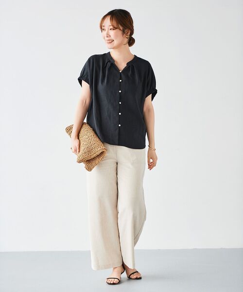 le.coeur blanc(ルクールブラン)の「《手洗い可能》レーヨン麻ドルマンブラウス(シャツ/ブラウス・レディース・ブラック/イエロー/ブラウン/グレイッシュベージュ・38)」の7枚目の写真