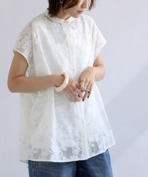 antiqua(アンティカ)の「ノースリーブレースシャツ(シャツ/ブラウス・レディース・ホワイト/ブラック・ONESIZE)」の4枚目の写真