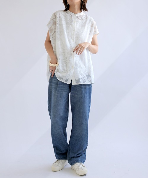 antiqua(アンティカ)の「ノースリーブレースシャツ(シャツ/ブラウス・レディース・ホワイト/ブラック・ONESIZE)」の5枚目の写真