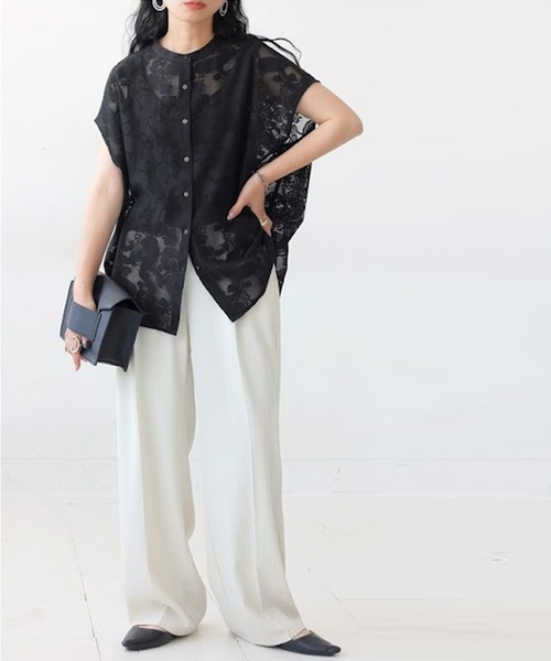「antiqua」 「patterntorso」ノースリーブブラウス ONESIZE ブラック レディース antiqua 「antiqua」 「patterntorso」ノースリーブブラウス