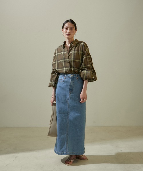 SALON adam et rope'（サロン アダム エ ロペ）の「【WEB限定カラー】コットンワッシャーローンボリュームスリーブブラウス　無地/チェック（シャツ/ブラウス・レディース・ホワイト/ブラウン系その他2/ブルー系その他4/ブラック・FREE）」の16枚目の写真