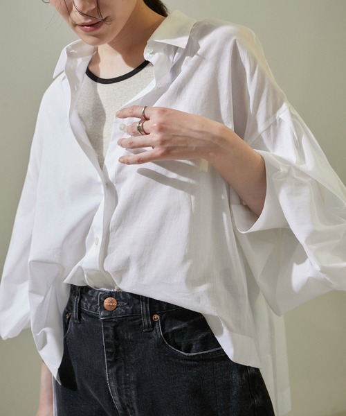 SALON adam et rope'（サロン アダム エ ロペ）の「【WEB限定カラー】コットンワッシャーローンボリュームスリーブブラウス　無地/チェック（シャツ/ブラウス・レディース・ホワイト/ブラウン系その他2/ブルー系その他4/ブラック・FREE）」の10枚目の写真