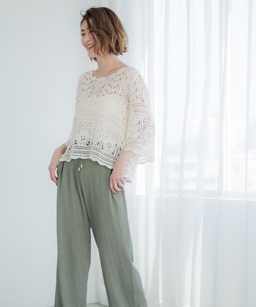 coca（coca）（コカ）の「カギ編みラウンドネックトップス（その他トップス・レディース・アイボリー/ピンク/ライトブルー・ONE SIZE）」の14枚目の写真