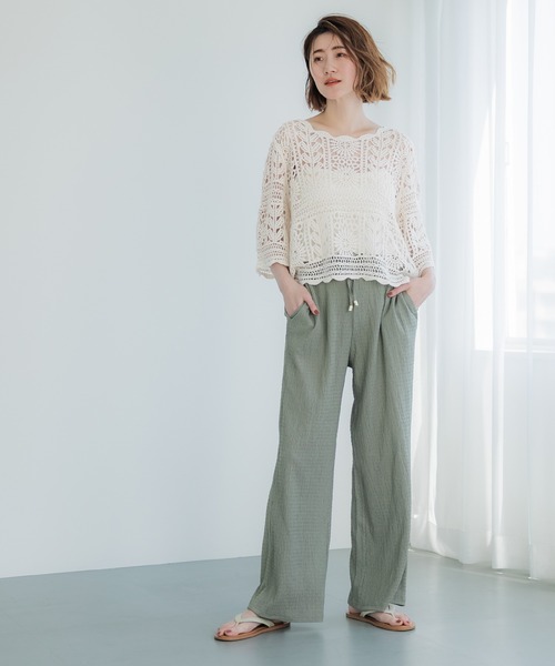 coca（coca）（コカ）の「カギ編みラウンドネックトップス（その他トップス・レディース・アイボリー/ピンク/ライトブルー・ONE SIZE）」の13枚目の写真